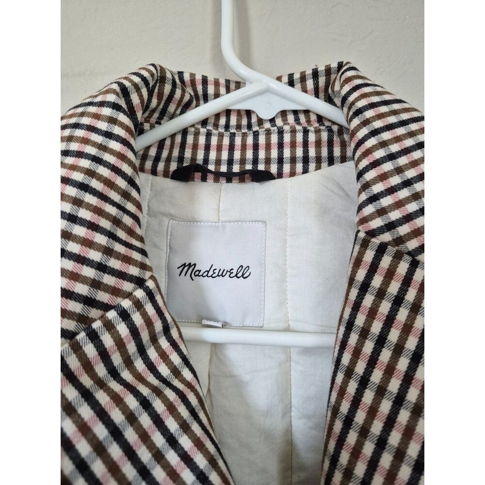Madewell Quilted Plaid Insulated Blazer Jacket Shacket Black White Small - Picture 8 of 14